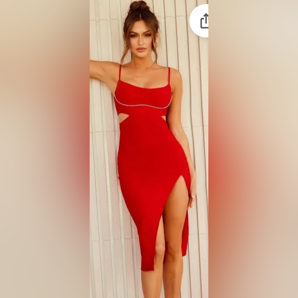 Elegant Red Cut-Out Mini Dress